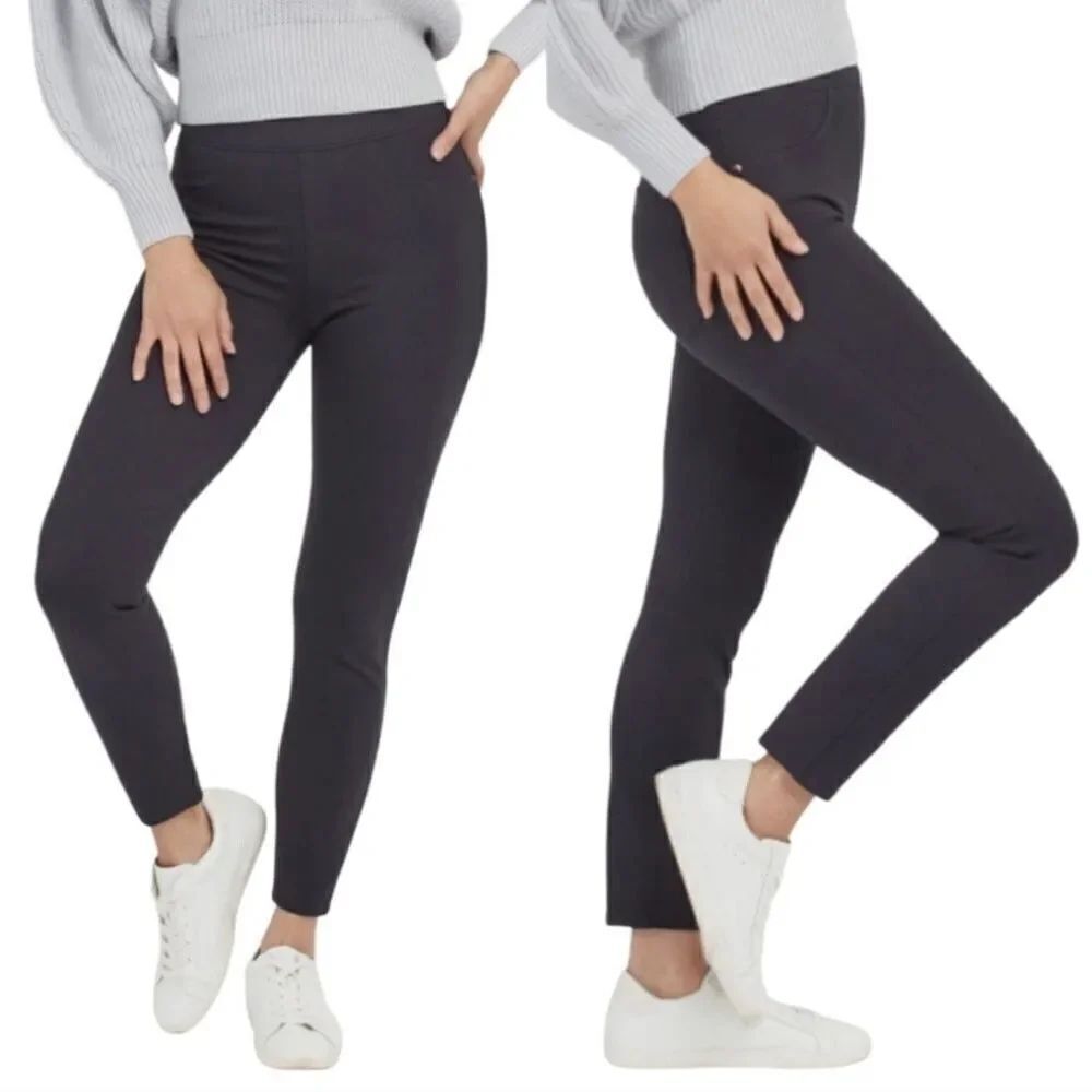 Spanx the Perfect Ankle Pants Dark Charcoal Grey Pull On size L